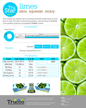 Trucco Limes Spec Sheet