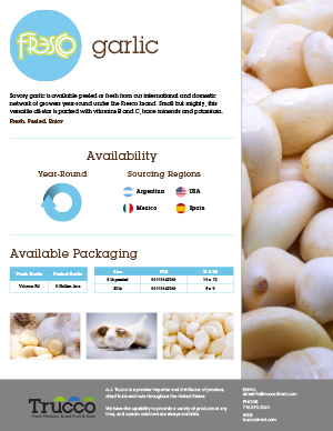 Trucco Garlic spec sheet